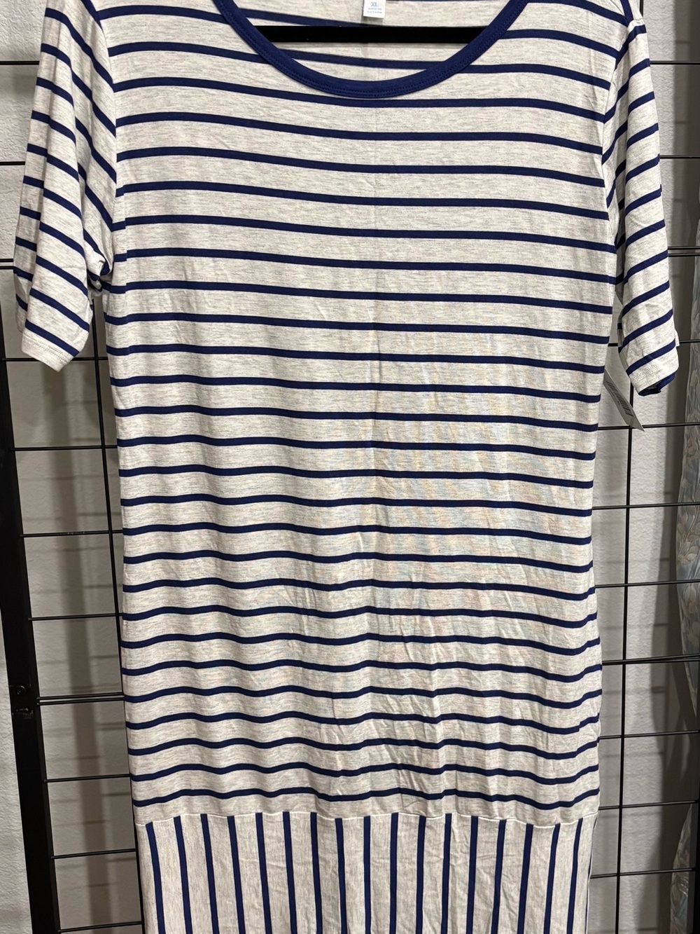 LuLaRoe Cream and Navy Striped Casual Women’s Dress